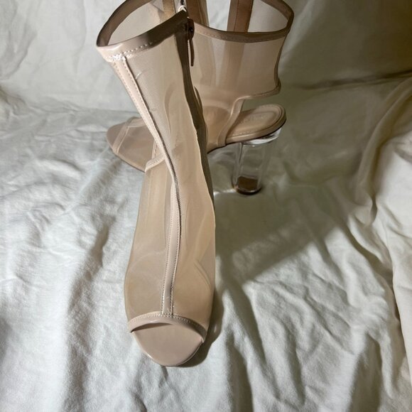 Public Desire Nude Clear Ankle Boot Block Heels Open Toe - Picture 10 of 11